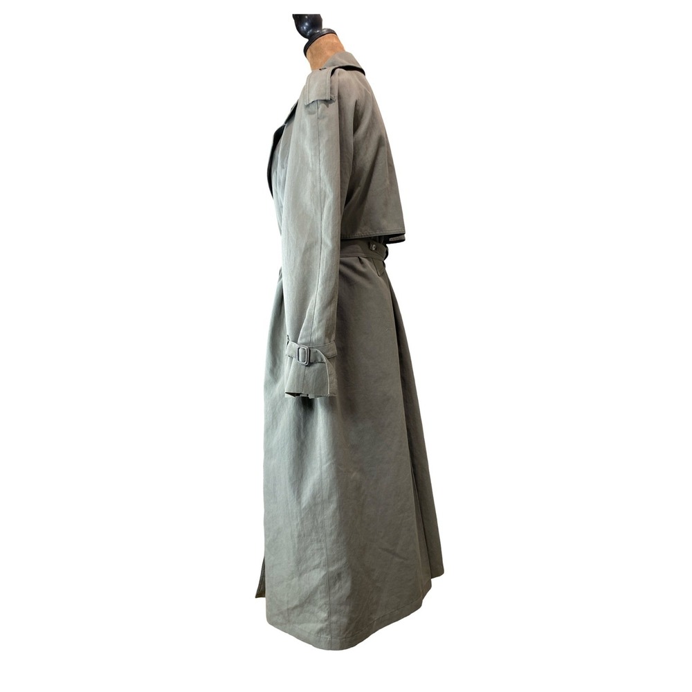 London Fog Vintage Trench Coat Sage Green Double Breasted Belted 6 Reg USA Made - Picture 3 of 16